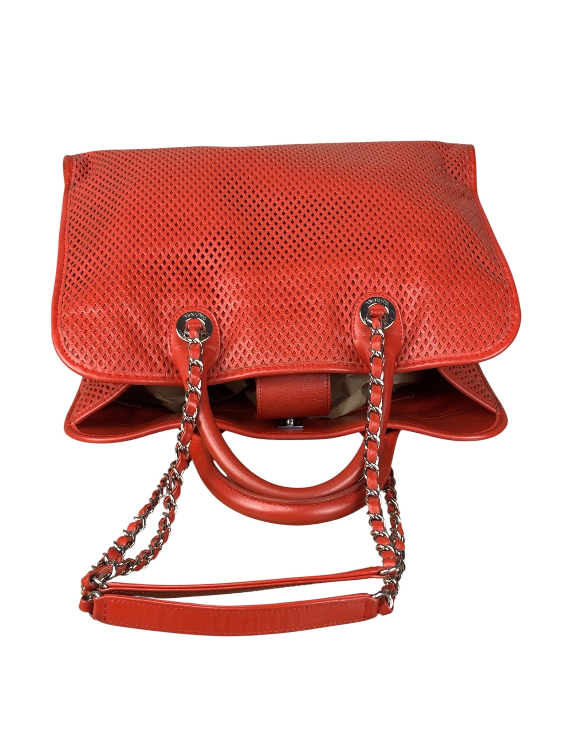 Chanel Red Perforated Leather Up in the Air 2Way Tote 2014