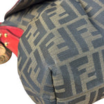 Fendi Beige/Red Leather Trim Zucca Chef Flap Bag