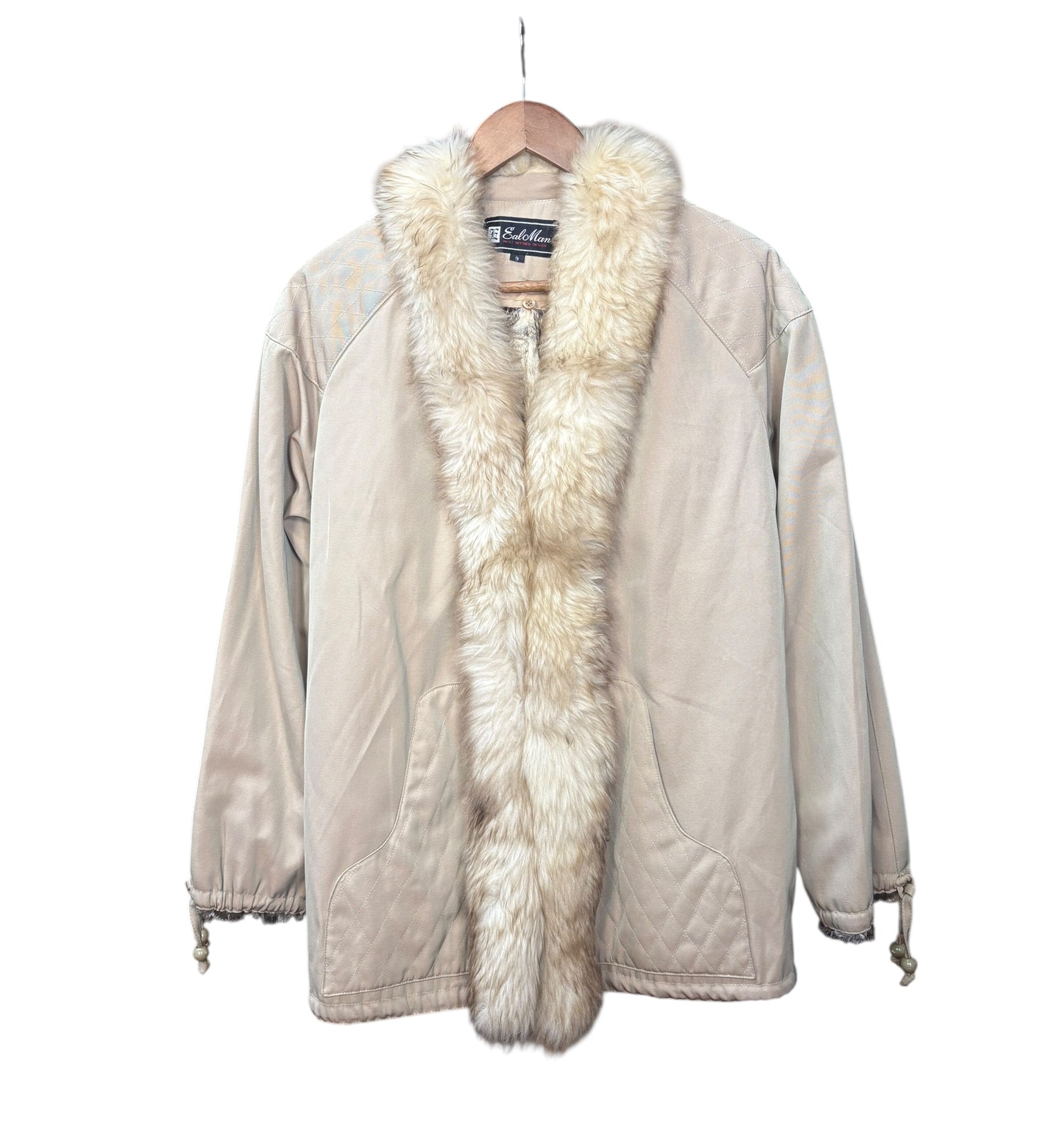 Ealman Vintage Beige Nylon Fur Lined coat