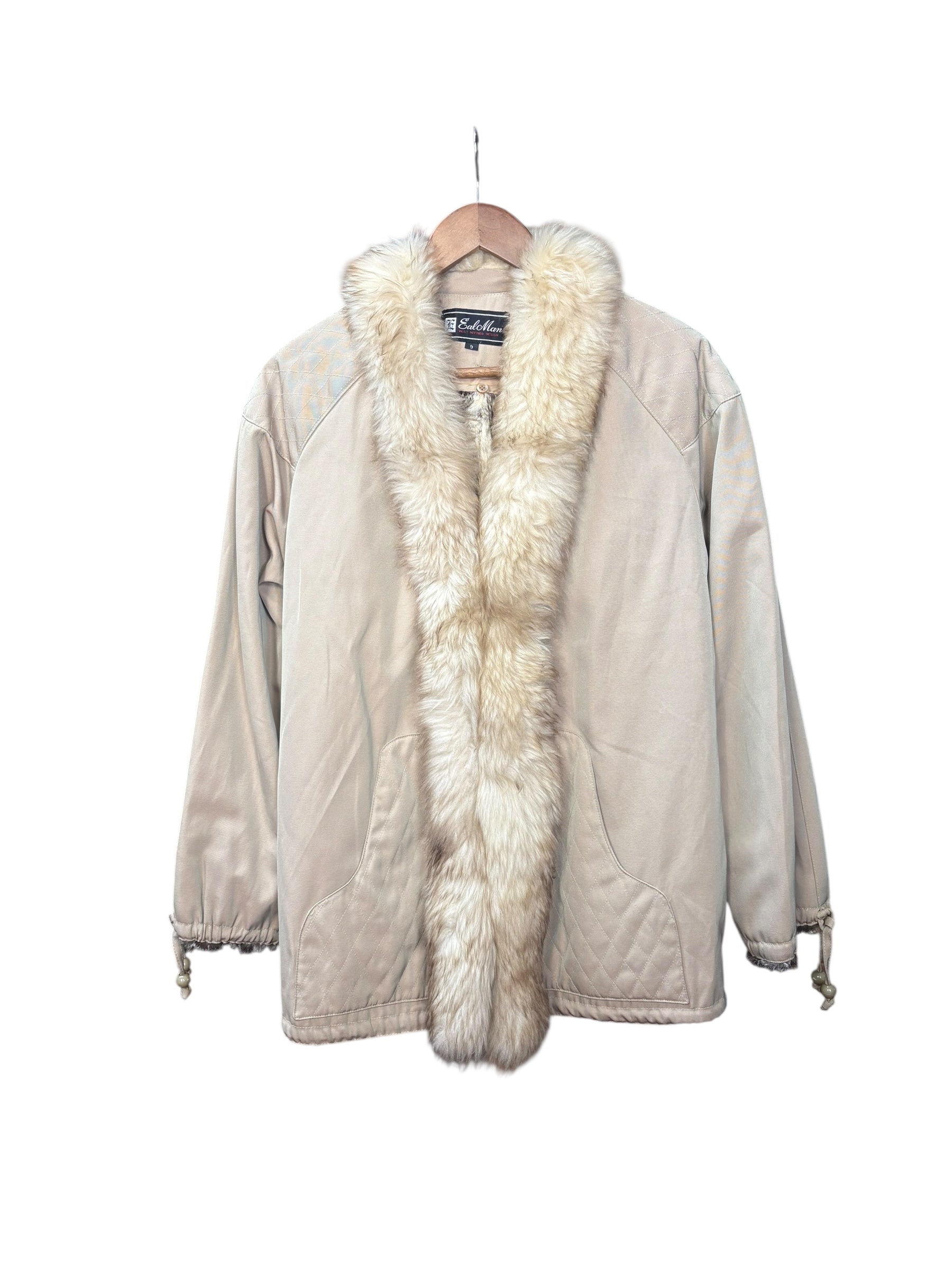 Ealman Vintage Beige Nylon Fur Lined coat