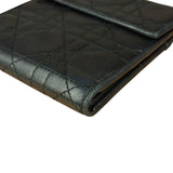Christian Dior Black Leather Quilted Compact Wallet