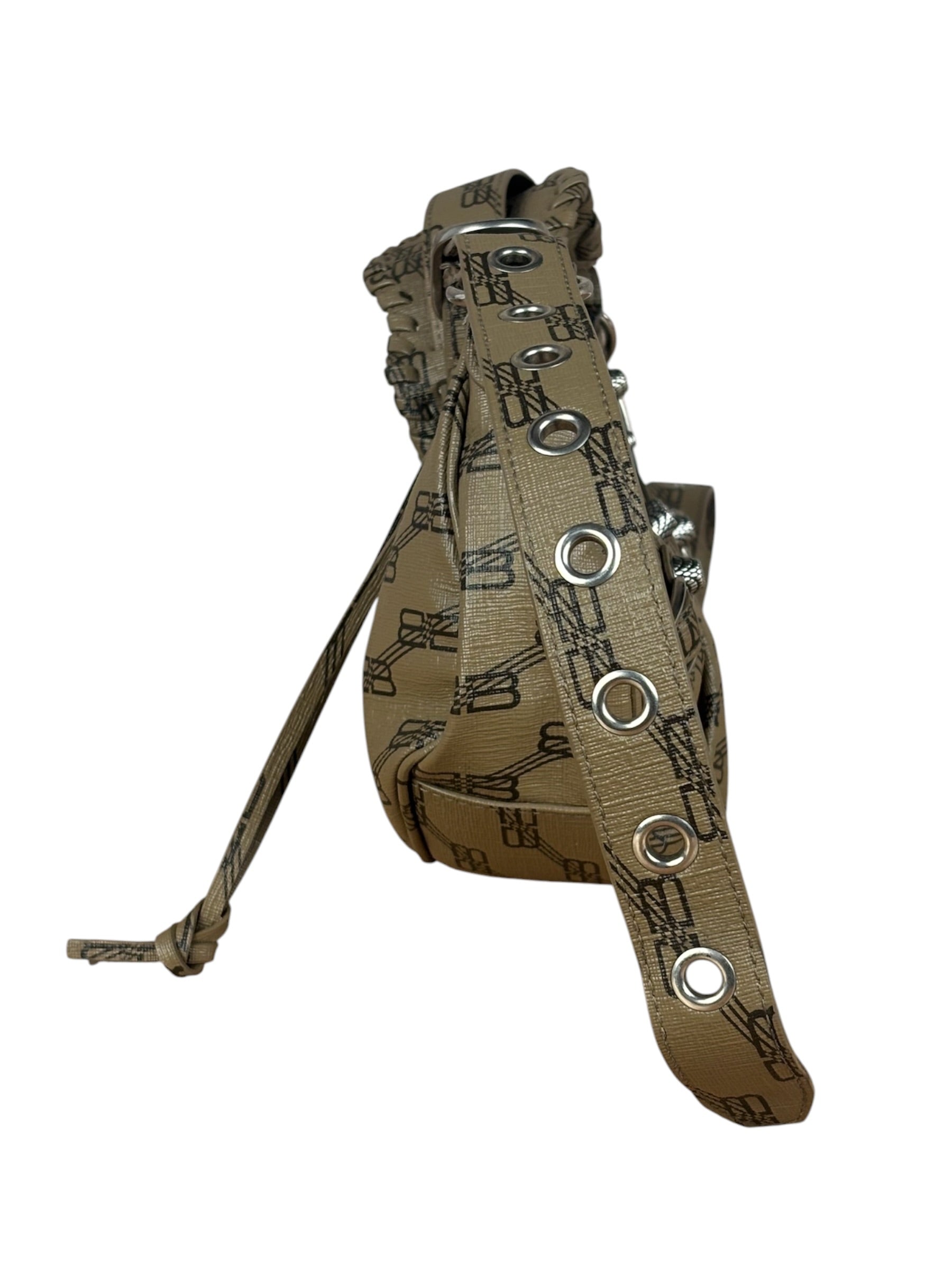 Balenciaga BB Brown Coated Canvas Monogram Le Cagole Shoulder Bag
