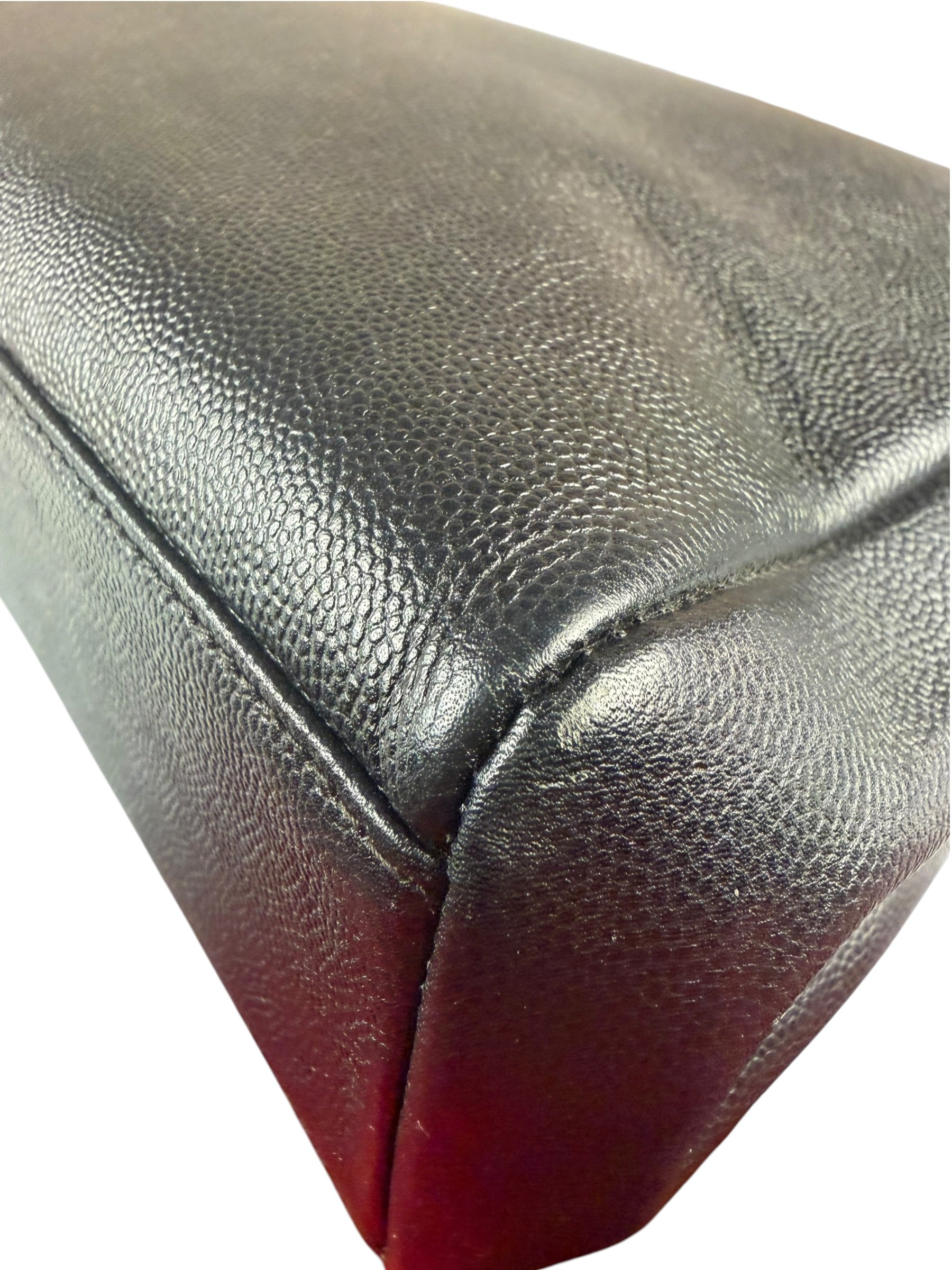 Chanel Black Pebbled Leather Curved Flap 1997