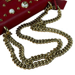 Gucci Red Leather Pearl Studded Padlock Shoulder Bag