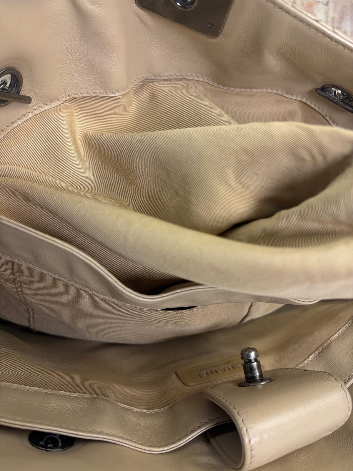 Chanel Beige Lambskin Boy Reverso Shopping Tote 2013