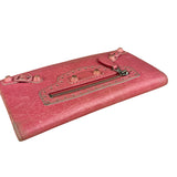 Balenciaga Pink Leather Moto Long Wallet
