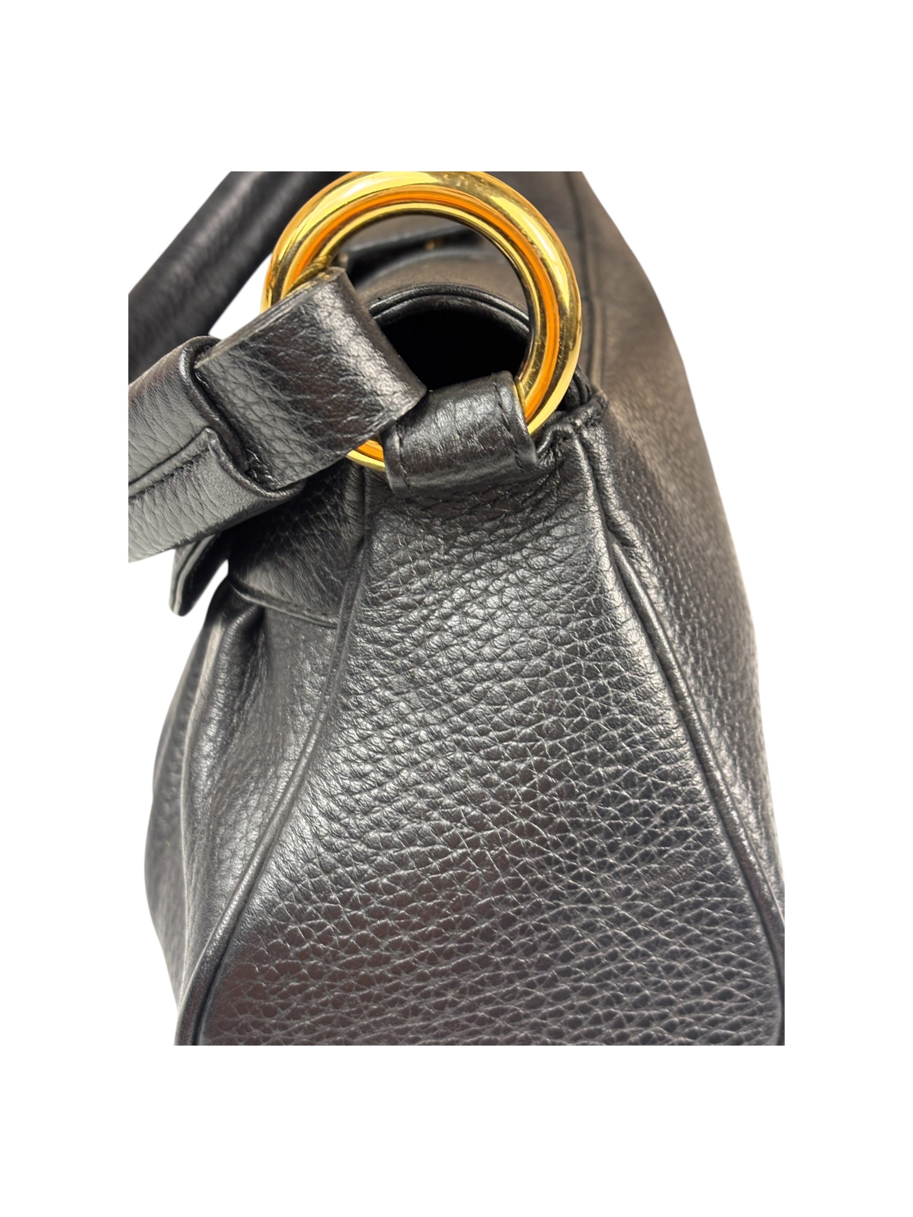 MCM Black Pebbled Leather Baugette