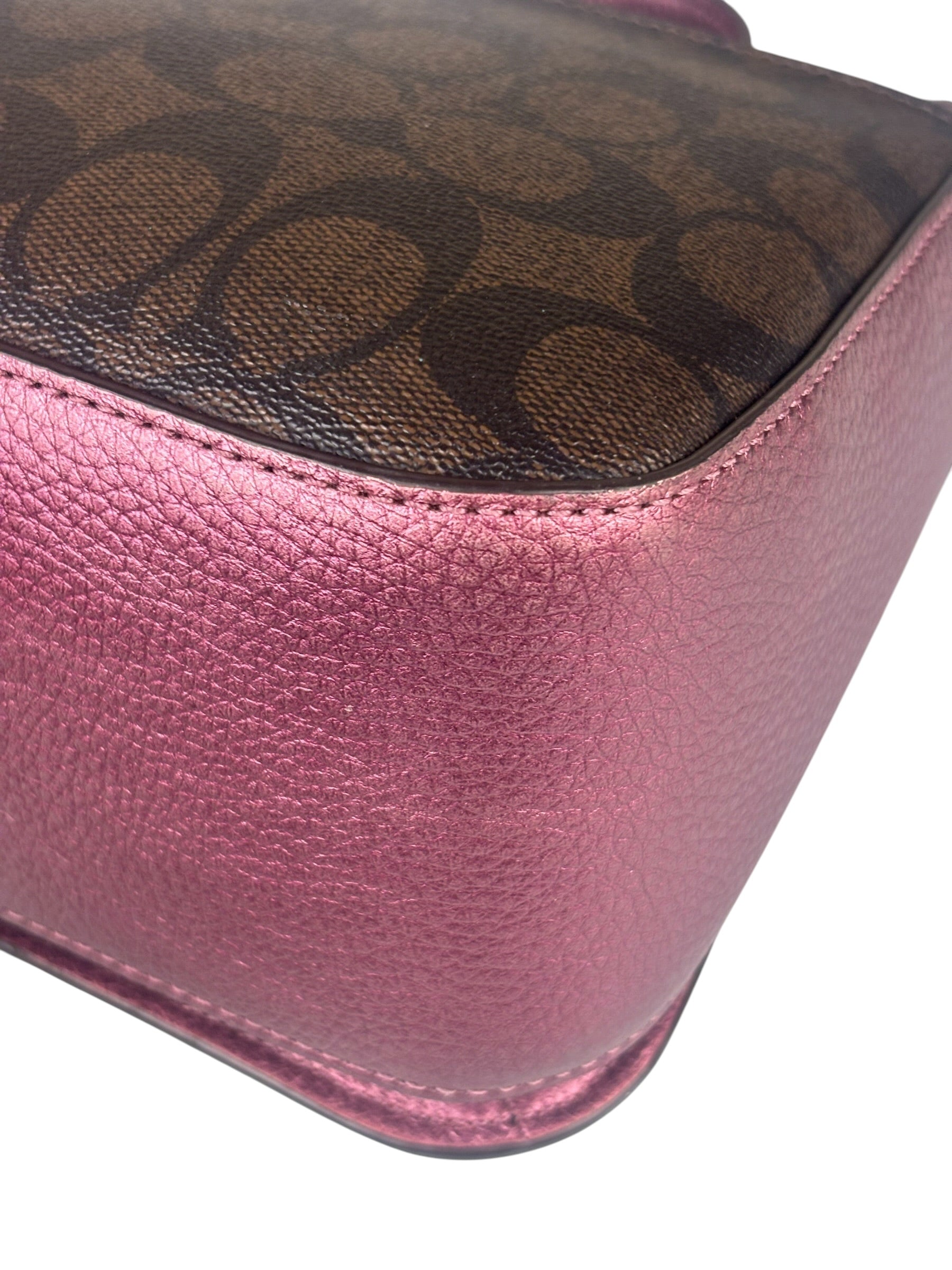 Coach Metallic Berry Leather Signature Cassidy Two-Way Bag