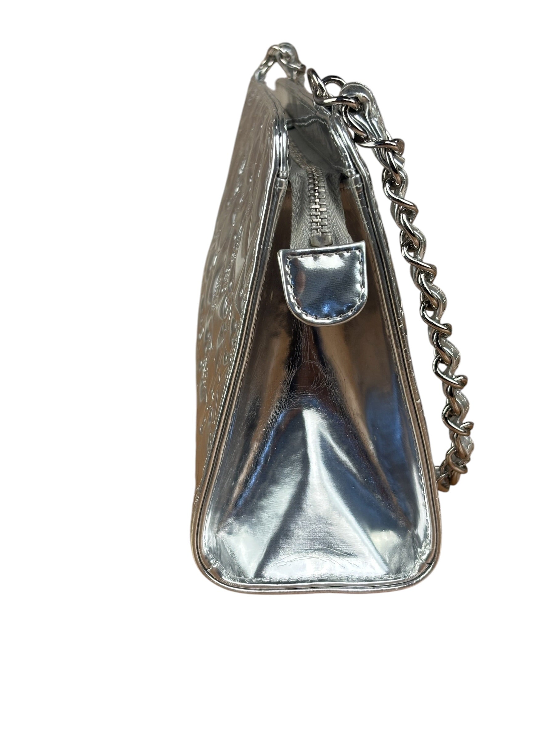 Chanel Metallic Silver Patent Leather Lucky Symbols Embossed Pochette 2007