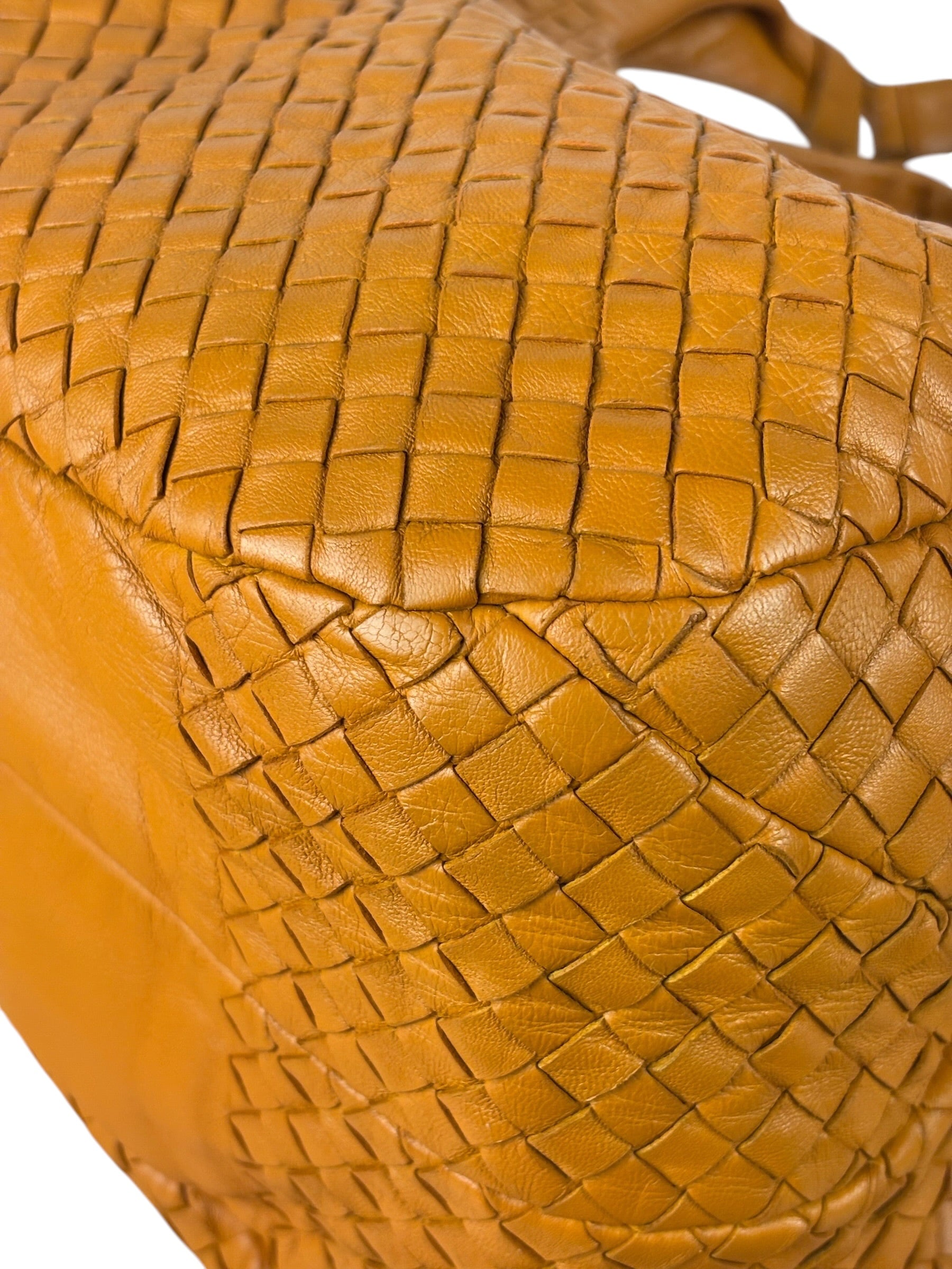 Bottega Veneta Orange/Brown Woven Leather Campana Shoulder Bag