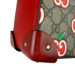 Gucci Red/Beige Leather GG Apple Print Padlock Bamboo Handbag