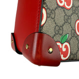 Gucci Red/Beige Leather GG Apple Print Padlock Bamboo Handbag