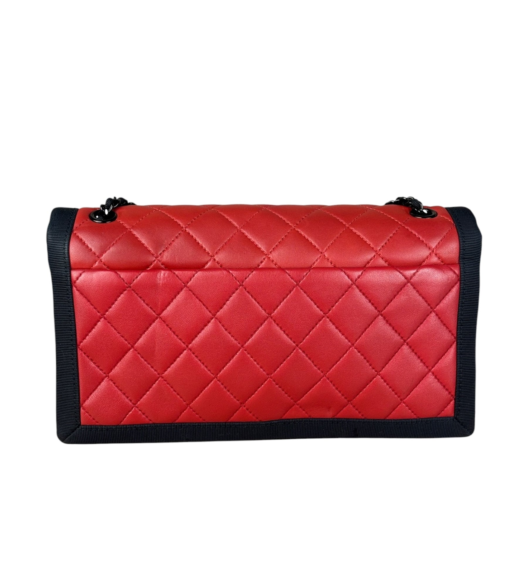 Chanel Red/Blue Grosgrain Ribbon Trim Shoulder Bag-1987