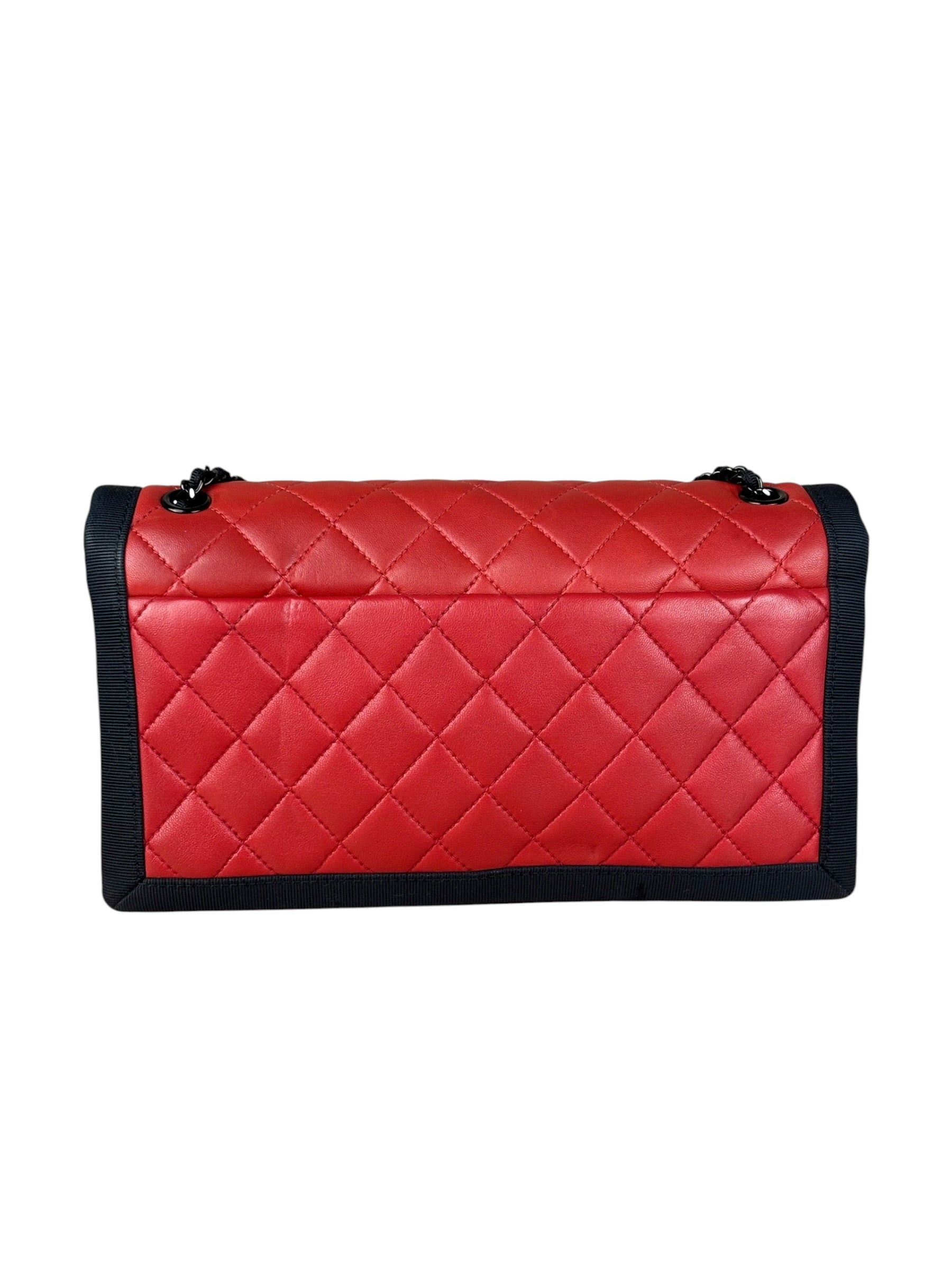 Chanel Red/Blue Grosgrain Ribbon Trim Shoulder Bag-1987