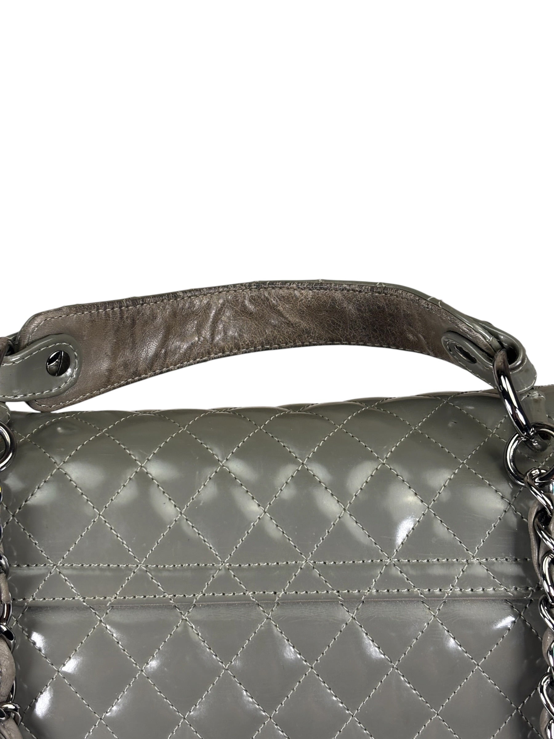 Chanel Grey Patent Leather Mademoiselle Kelly Flap Bag 2008