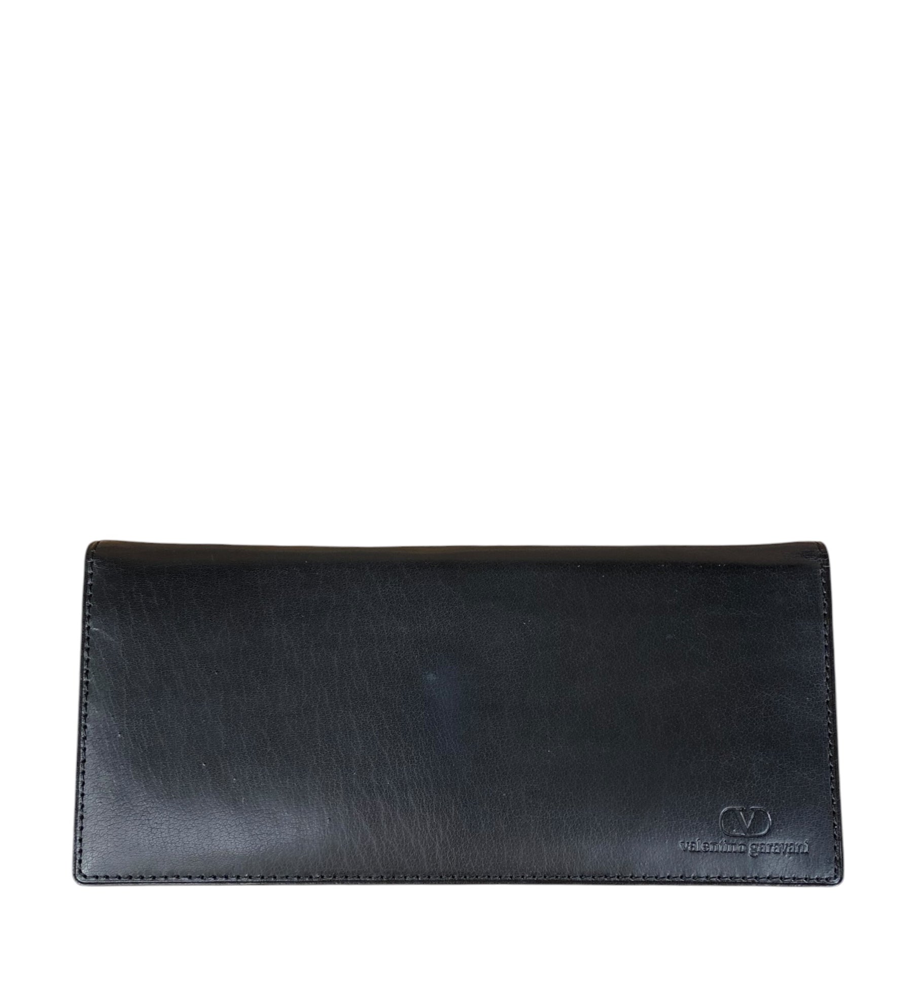 Valentino Black Leather Long Wallet