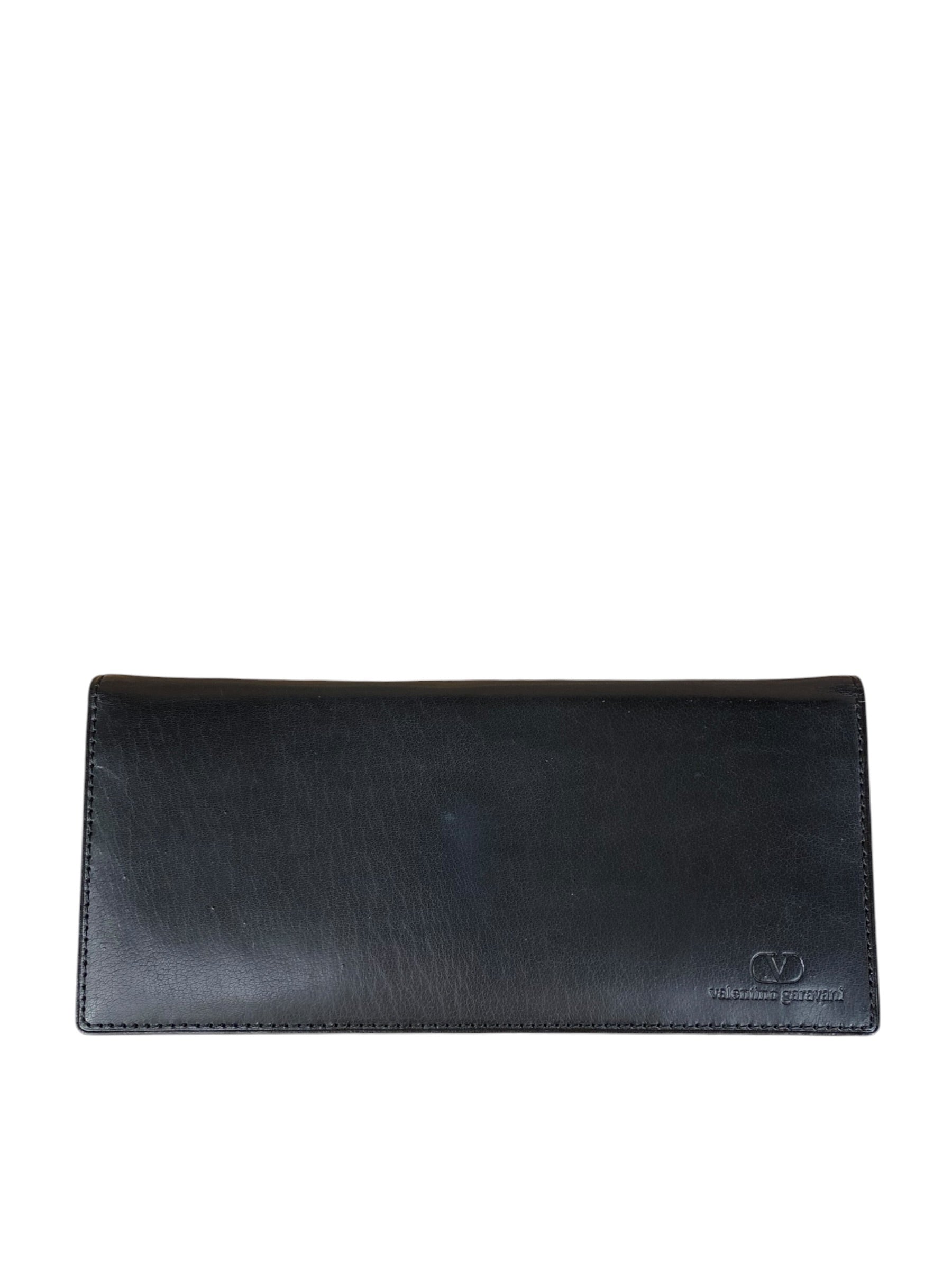 Valentino Black Leather Long Wallet