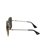 Gucci GG0414S Square Metal Frame Mirrored Lenses Sunglasses