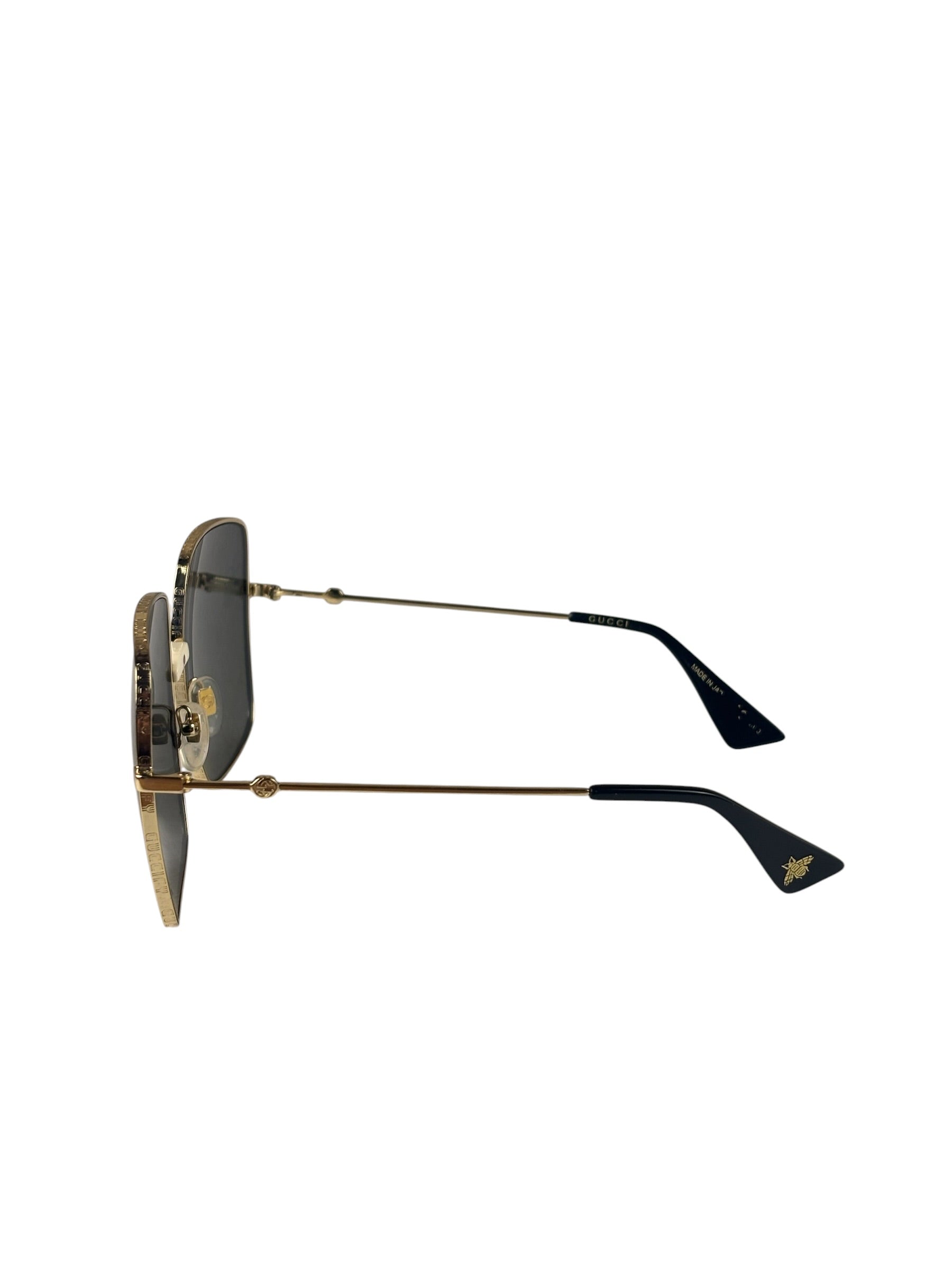 Gucci GG0414S Square Metal Frame Mirrored Lenses Sunglasses