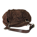 Yves Saint Laurent Brown Suede/Leather Trim Naja Rose Petal Hobo Bag