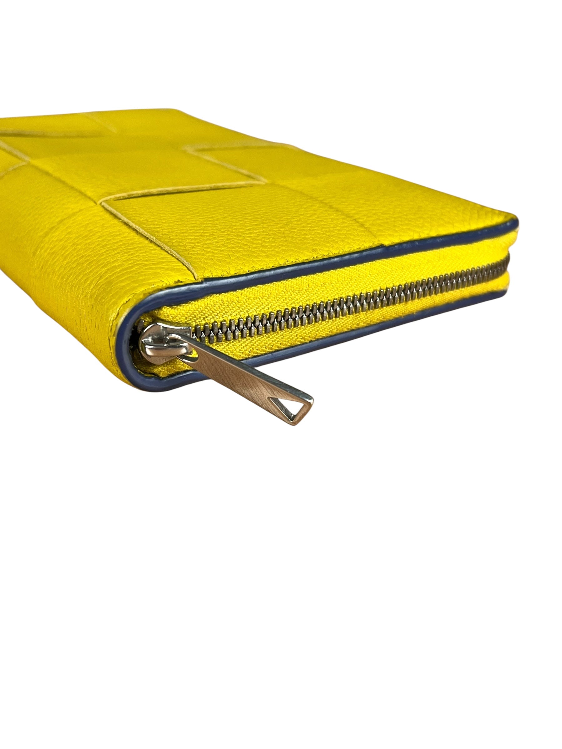 Bottega Veneta Large Intreccio Long Zip Wallet Yellow