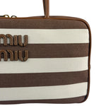 Miu Miu Canvas Stripped Beau Top Handle Bag