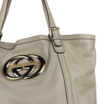 Gucci Britt Leather Tote Beige