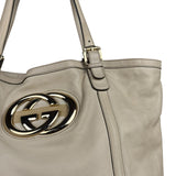 Gucci Britt Leather Tote Beige