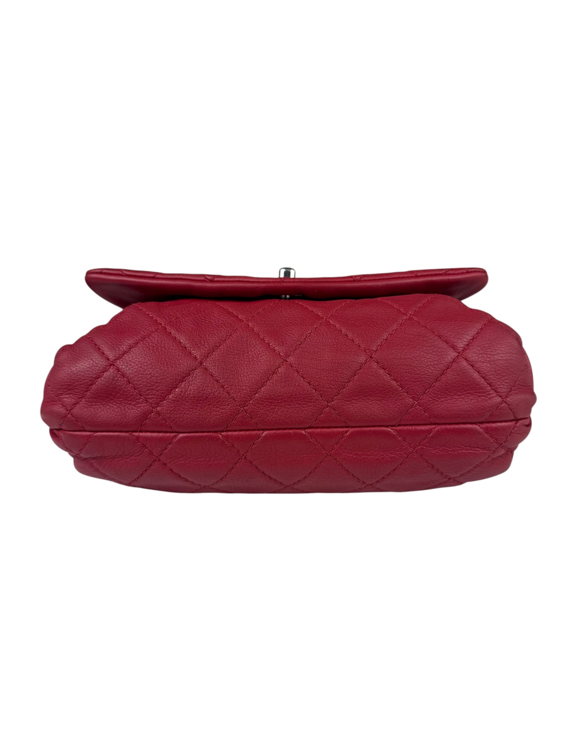 Chanel Red Quilted Leather CC Curvy Flap Bag 2015