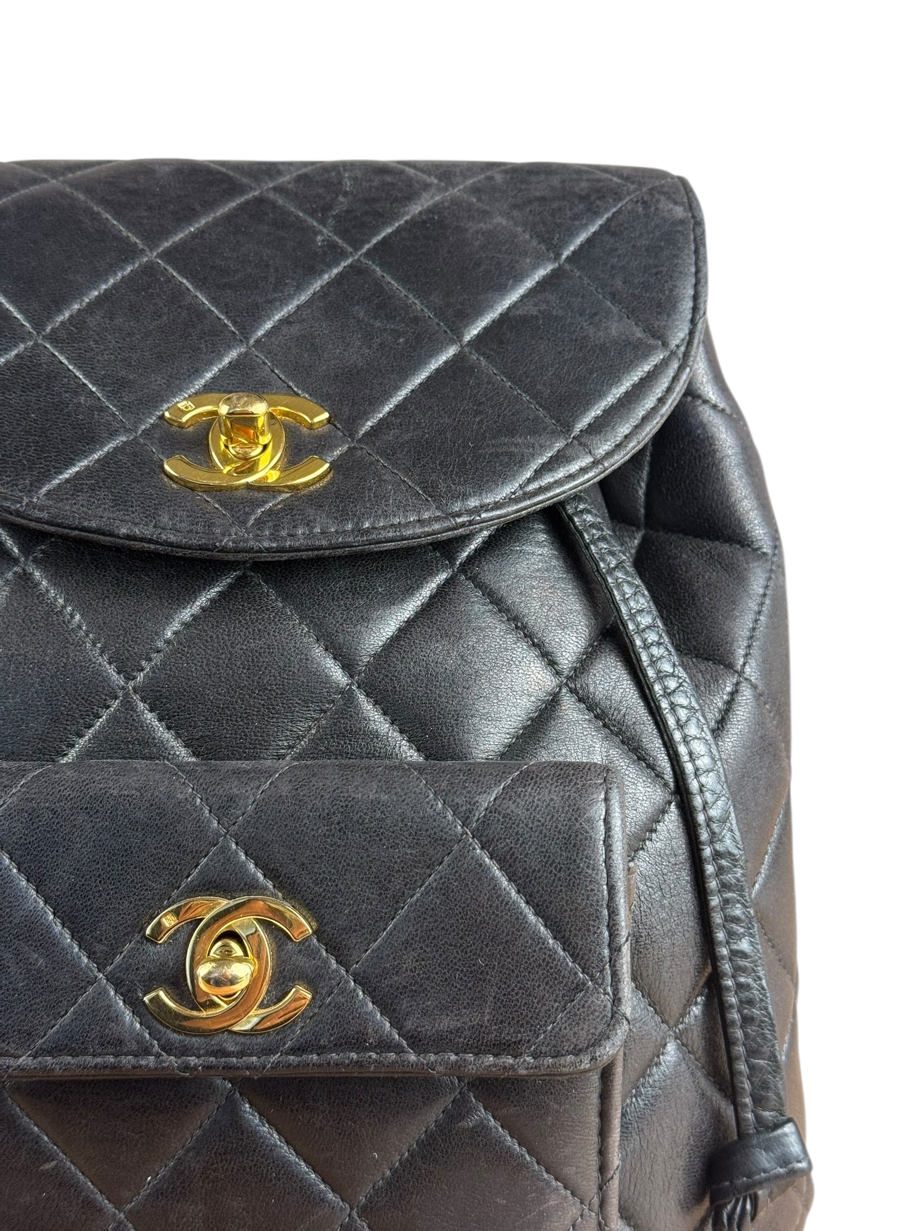 Chanel Black Quilted CC Duma Leather Backpack '97