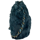 Chanel Dark Green Rabbit Fur/Leather Trim Shoulder Bag 2000