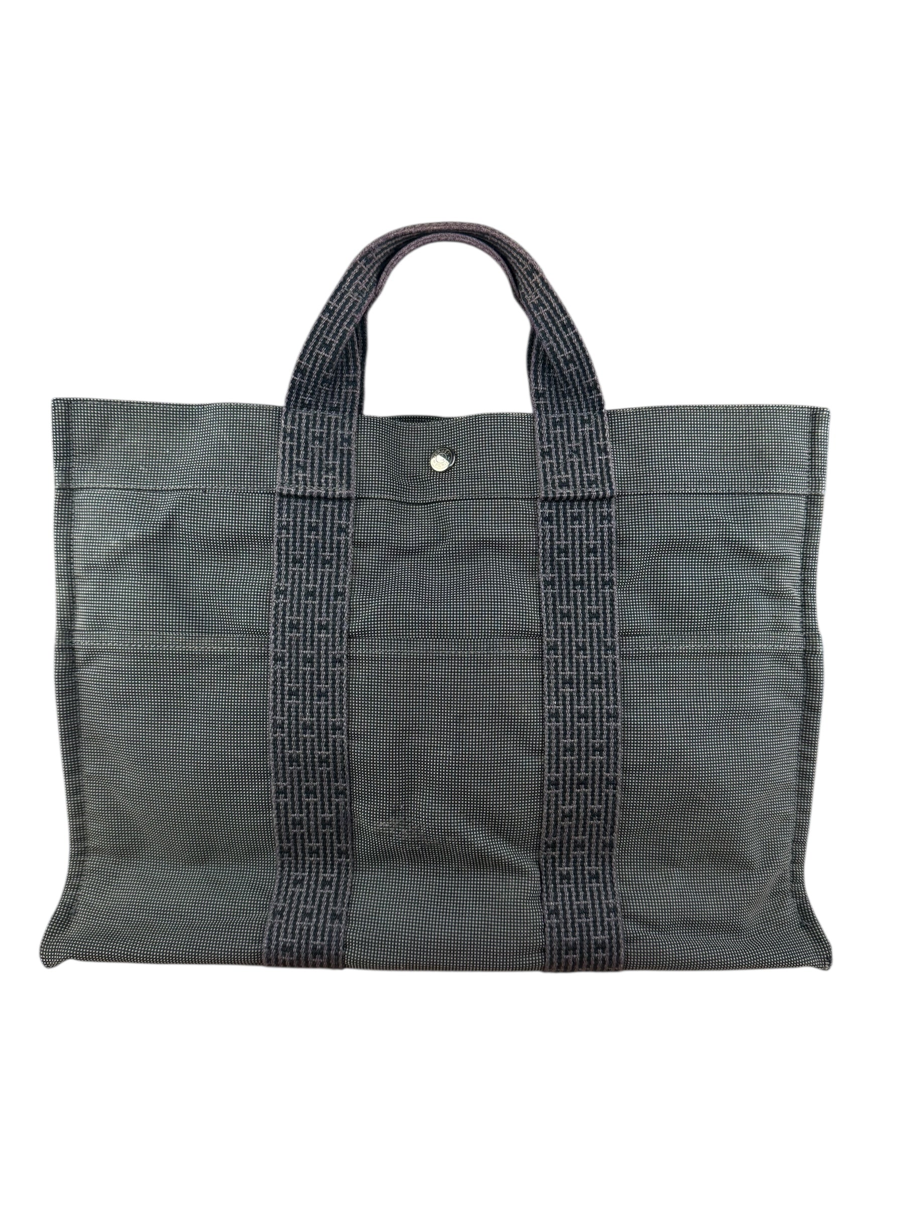 Hermes Herline Canvas Tote Grey