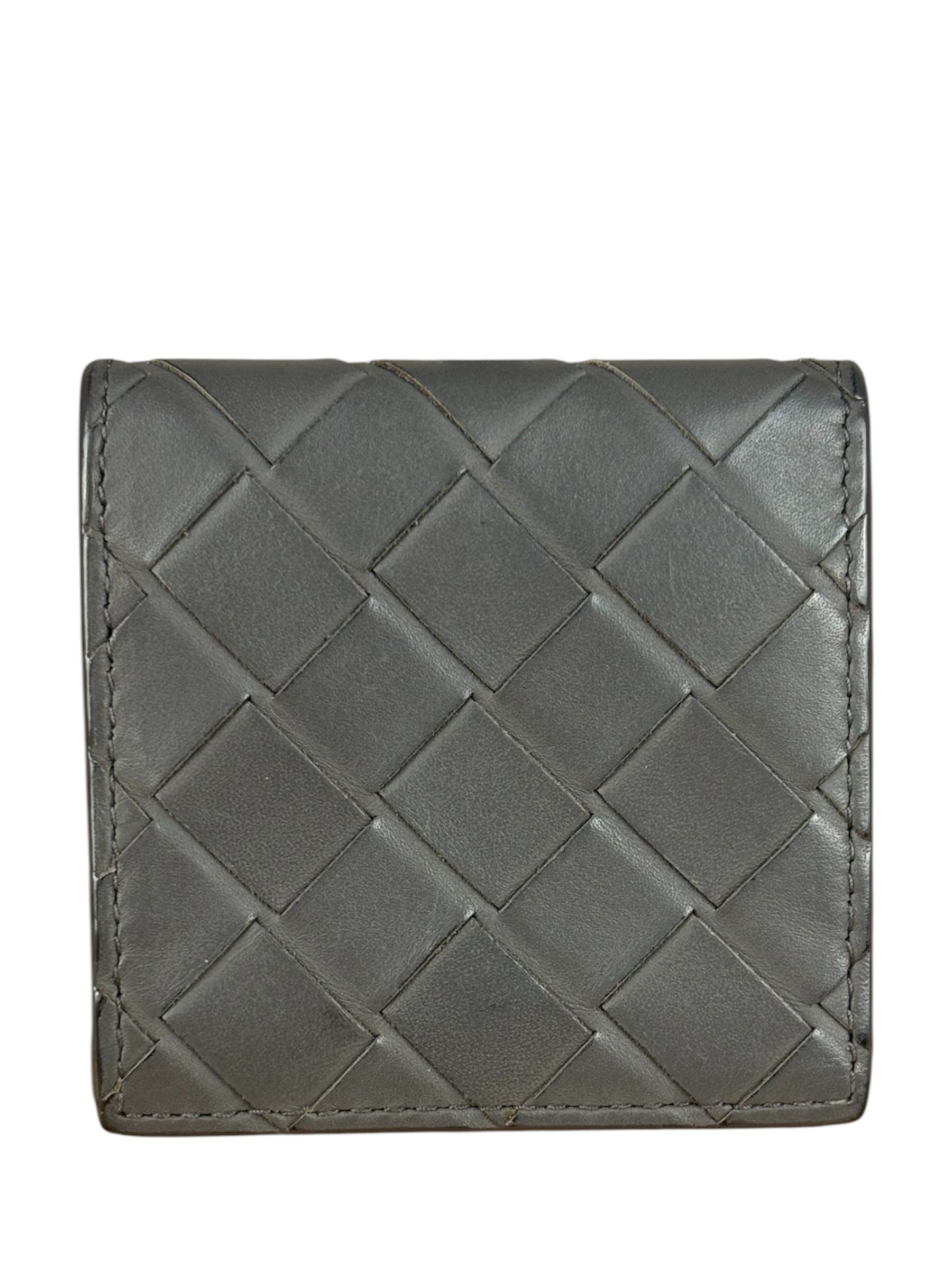 Bottega Veneta Grey Leather Bi-Fold Wallet