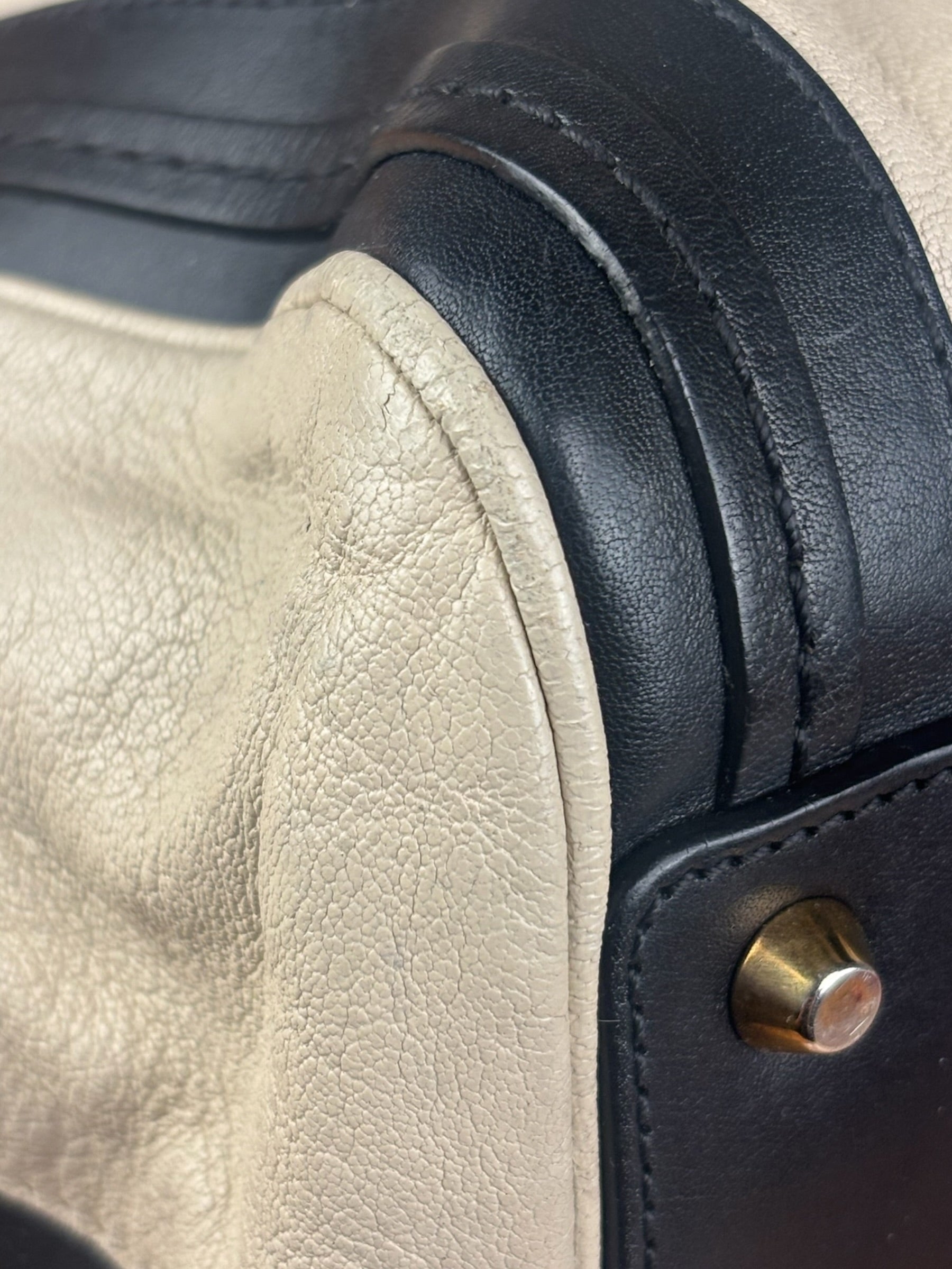 Chloe Beige/Black Leather Alice Satchel/Tote Bag