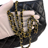 Chanel Vintage Black Quilted Lambskin Chain Shoulder Bag 1989