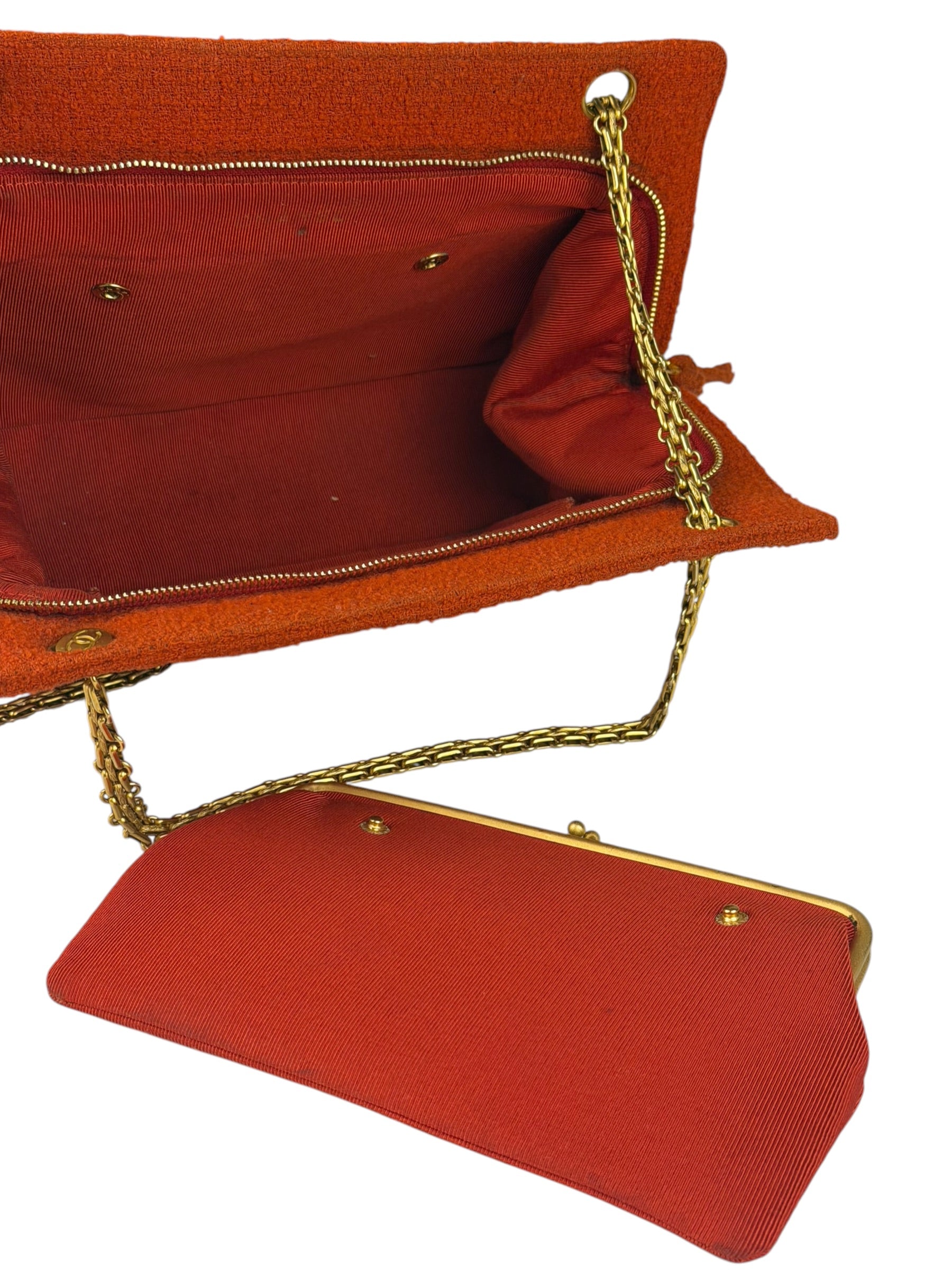 Chanel Vintage Red Quilted Tweed Shoulder Bag 1994