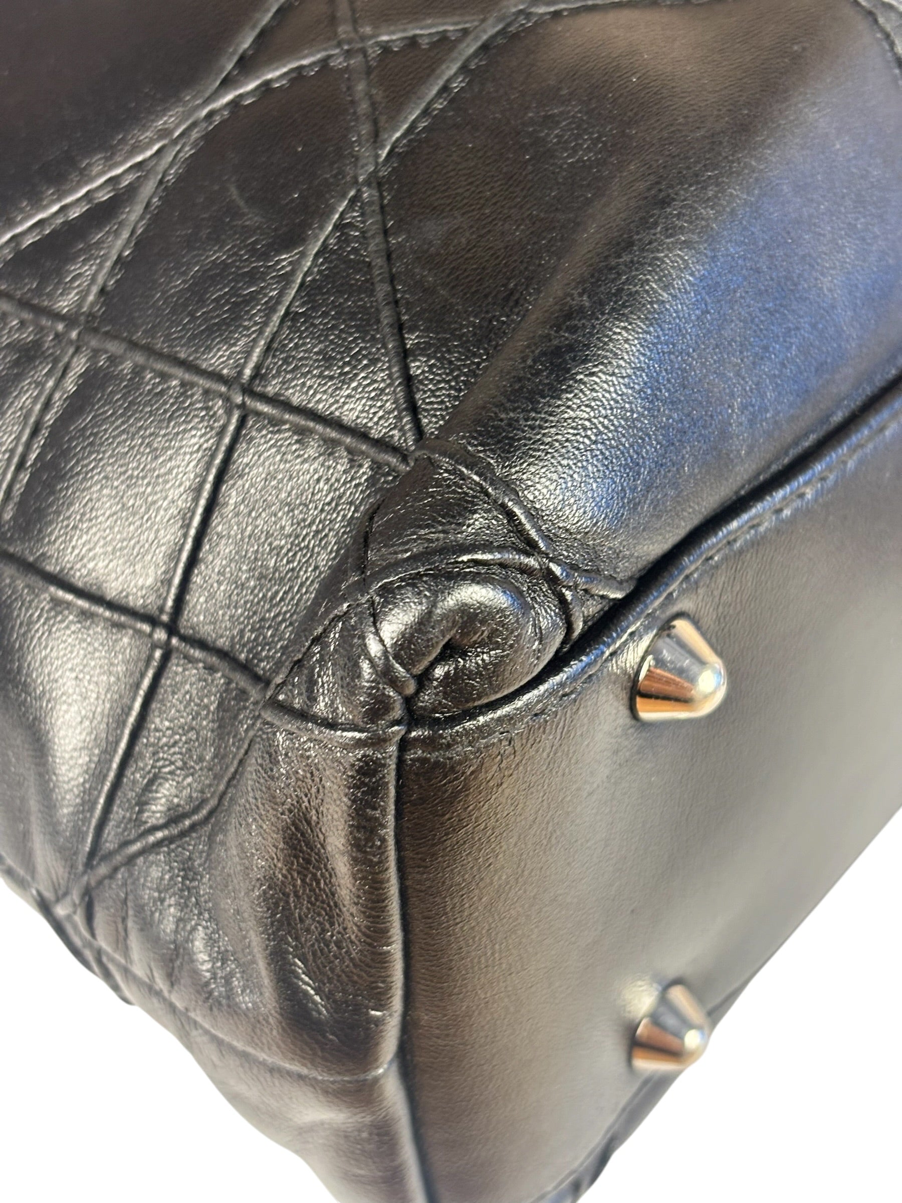 Christian Dior Black Leather Cannage Granville Chain Tote