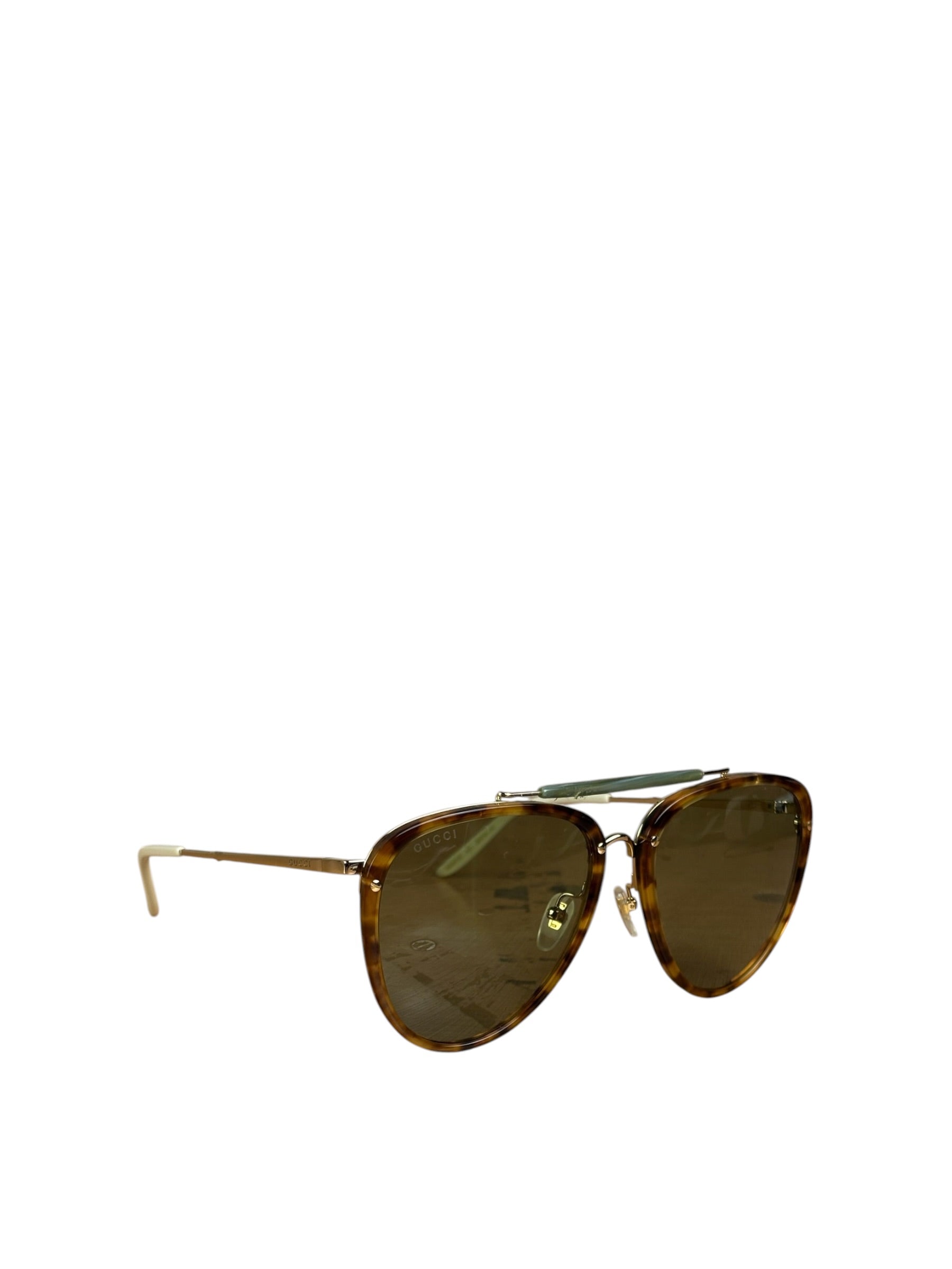 Gucci GG0672s Aviator Green Lenses Sunglasses