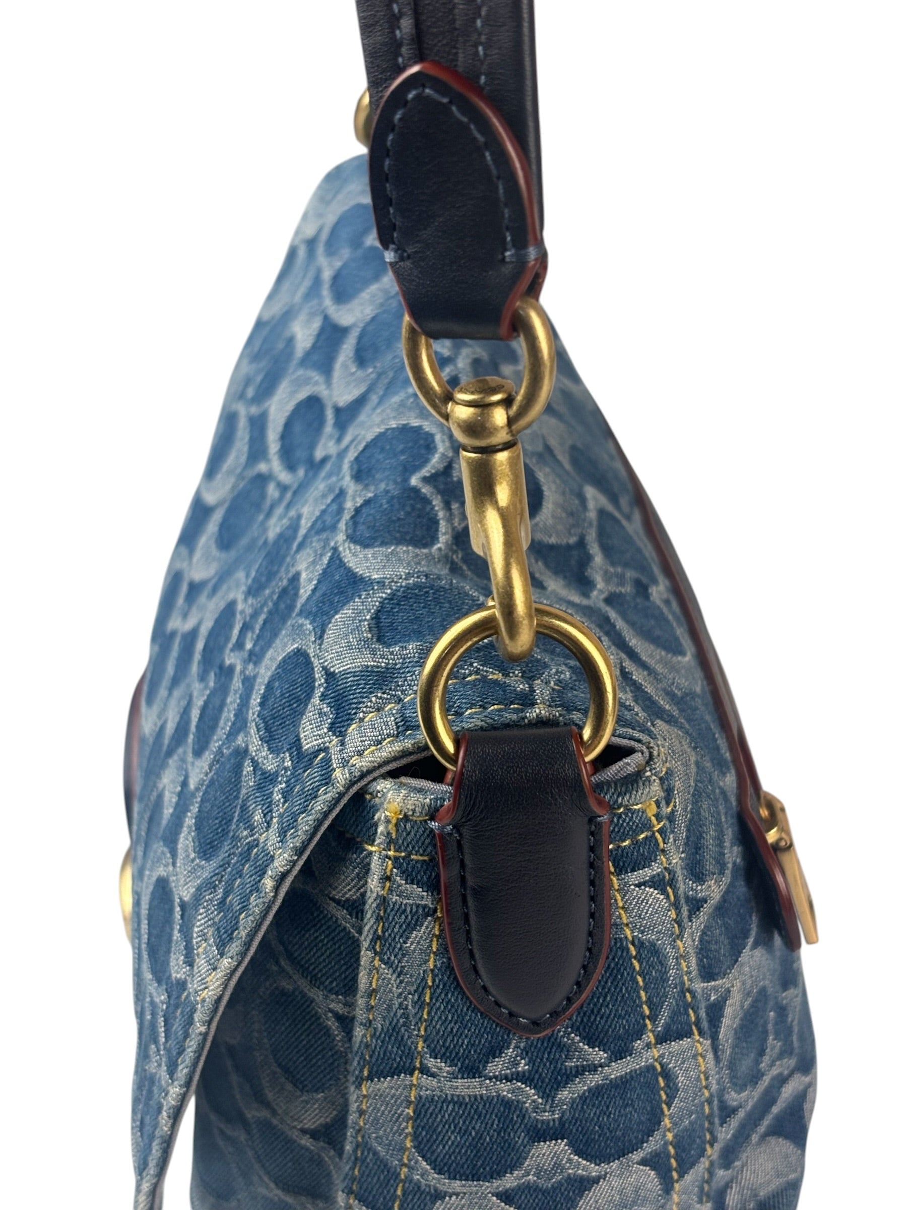 Coach Signature Blue Jacquard Denim Soft Tabby Shoulder Bag