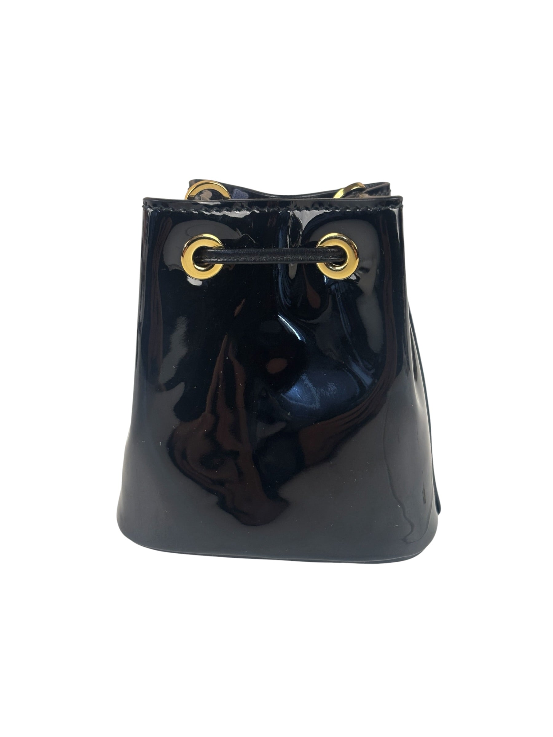 Prada Black Patent Leather Mini Chain Pouch