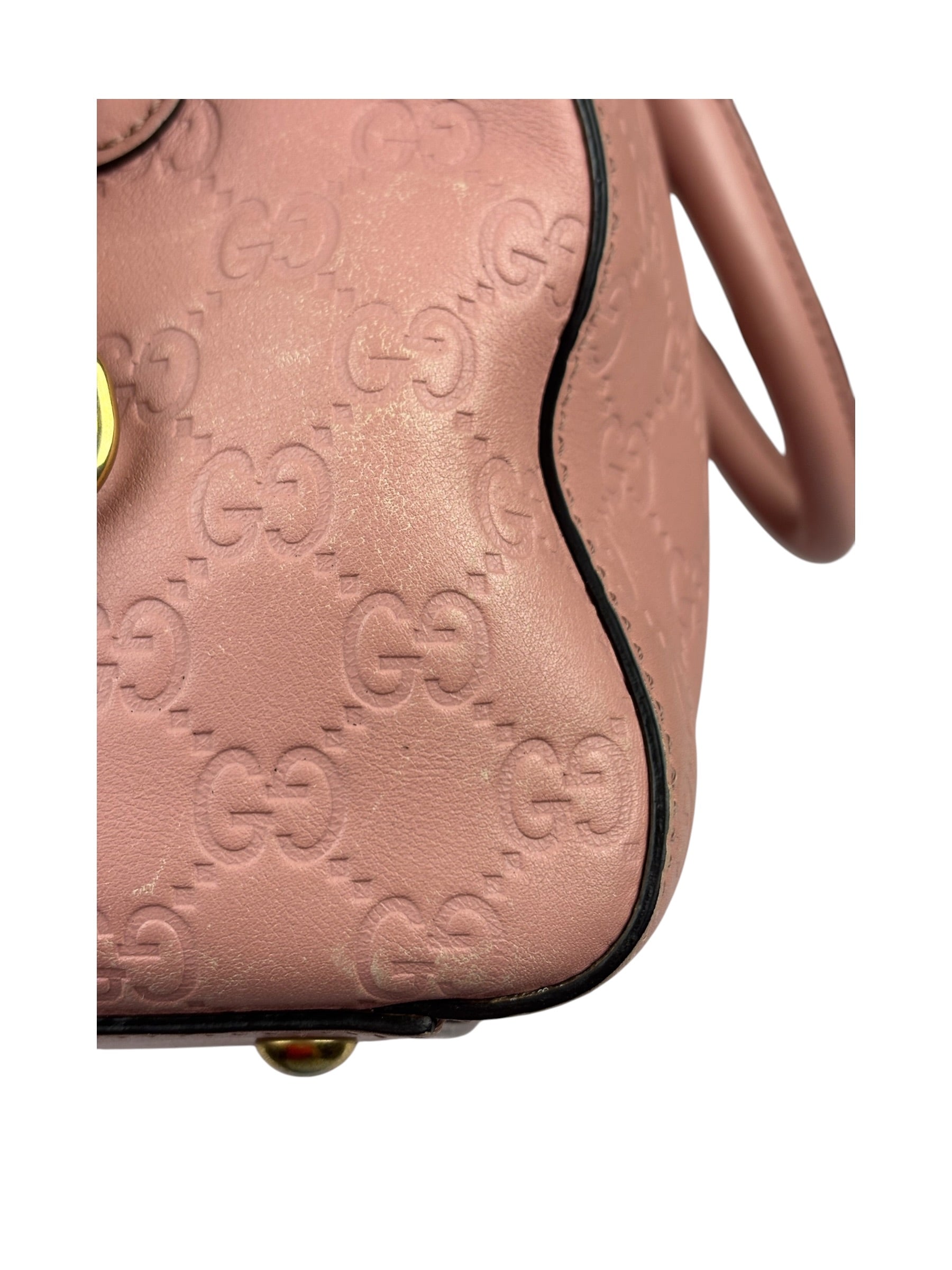 Gucci Pink Leather Guccissima Two-Way Boston Bag