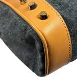 Fendi Blue/Brown Denim/Leather Trim Studded Shoulder Bag