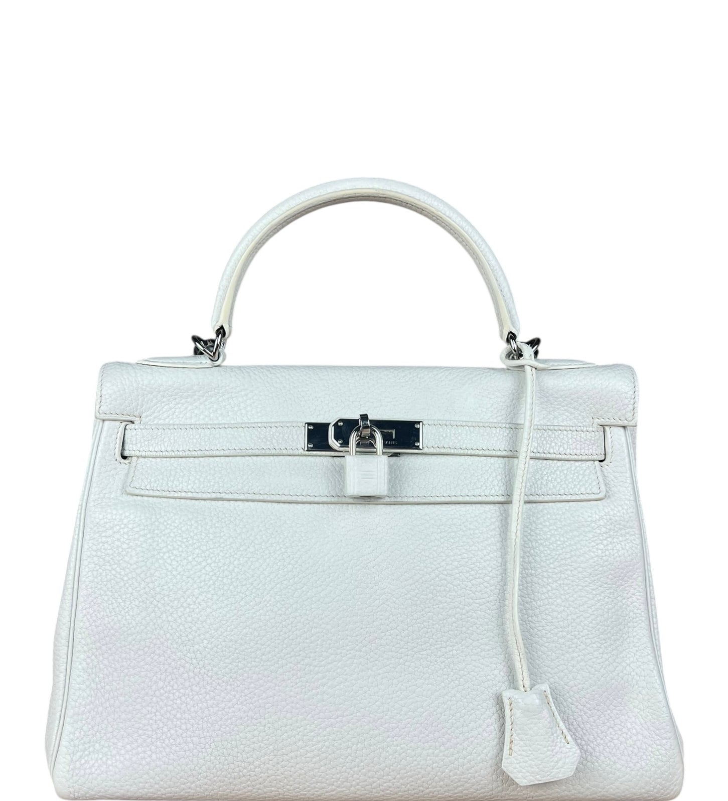Hermes Kelly 32 White Clemence Leather Handbag 2008