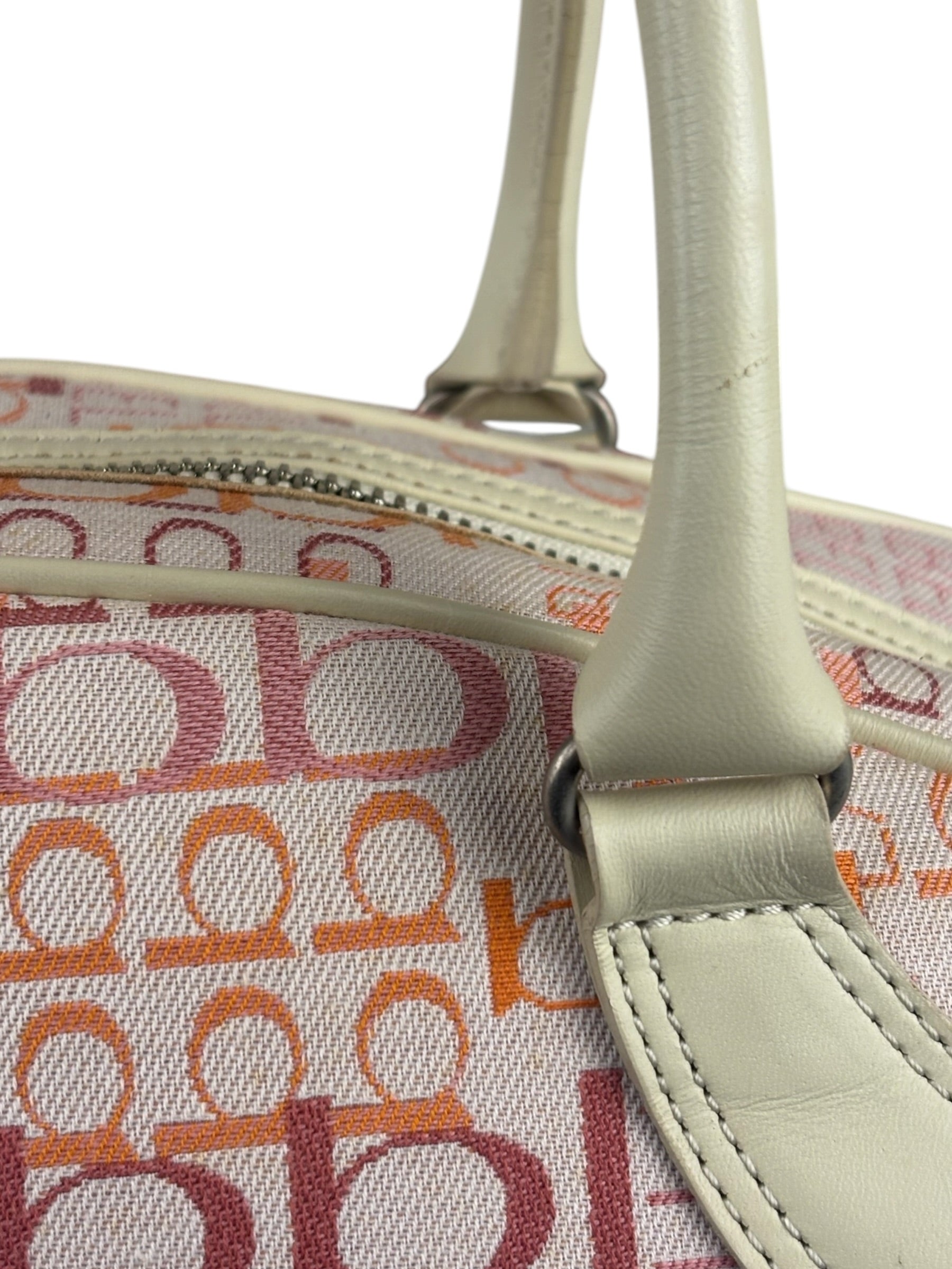 Burberry Blue Label Pink Multi Logo Bowler Bag