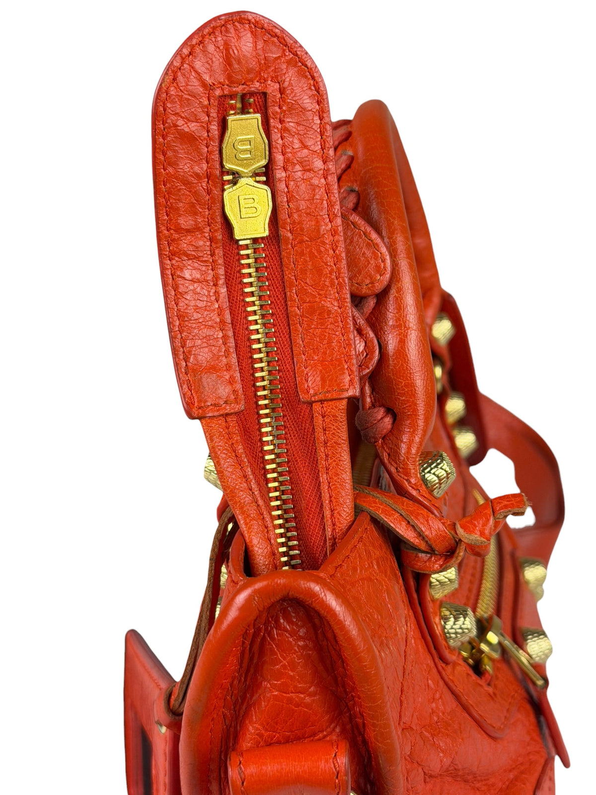 Balenciaga Red Leather Mini City Bag
