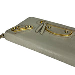 Balenciaga Grey Leather Moto Long Wallet