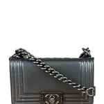 Chanel Gray Patent Leather Boy Flap Shoulder Bag