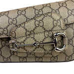 Gucci Beige Leather GG Horsebit 1955 Asymmentric Two-Way Bag