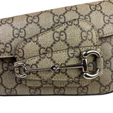 Gucci Beige Leather GG Horsebit 1955 Asymmentric Two-Way Bag