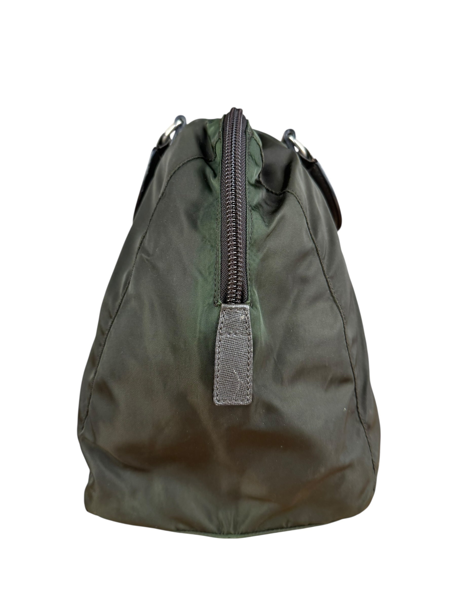 Prada Vintage Green Nylon Top Handle Bowler Bag